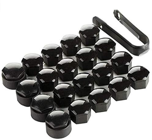 20 Pcs 17mm Wheel Nut Covers - Black 17mm Wheel Nut Caps Bolt Covers, Universal Fit, Including 16 Standard Ones & 4 Locking Ones with Removal Tool