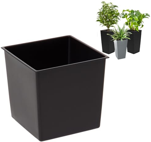 Plantztopf-Einsatz austauschbarer quadratischer,langlebig 24,5x23,5 cm Schwarz 12 L für Lamela 46,5x25 cm Töpfe-erleichtert die Kontrolle des Wassergehalts im Topf,reduziert den Bodenverbrauch
