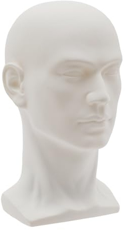Sindipanda Schaufensterpuppe Kopf, männlich, Schaufensterpuppe Kopf Display PVC Männliches Kopfmodell, für Kopfhörer, Geschäfte, Friseursalons, Hutgeschäfte, 50CM (Matte White)