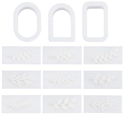 FREEBLOSS 12Pcs Leaves Clay Stamps Leaves Polymer Clay Cutters Clay Molds for Polymer Clay Jewelry Making Dry Clay Tools Clay Earring Making Kit