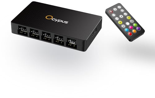Ocypus Delta EH10 PRO 10-Port PC Fan Hub,MB/Remote Control | 12V 4PIN PWM / 5V-3PIN ARGB(No 12V 4-Pin RGB Support),Smart Circuit Protection Lüftersteuerung,Magnetic Mount,SATA Powered