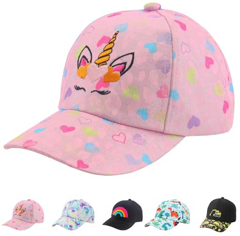 AUNGCSHE Baseballkappe Cartoon Design Cap, Verstellbare Snapback Kinder, Sommerhut Kinder Cap, Geeignet für Schule, Reisen, Camping, Strand (Rosa Einhorn)