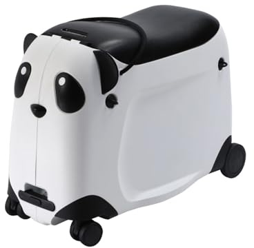 Berwin Panda Adventure Kinder Reisekoffer Trolley Kindertrolley Handgepäck Koffer mit Rollen und Sitz Schwarz