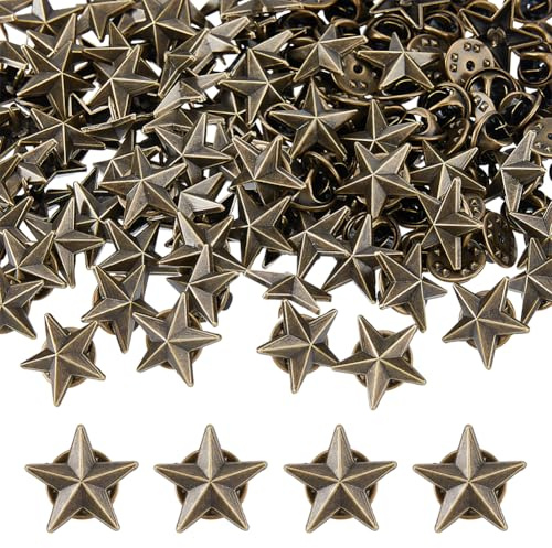 SUPERFINDINGS 100Pcs Alloy Star Badge Lapel Pin Pentagram Brooch Pin Veterans Day Star Pins Military Award Pins Labor Day 4th of July rial Day Stars Brooches for Costume Decorations,Antique Bronze