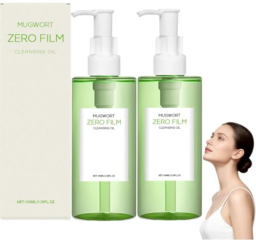 Mugwort Zero Film Cleansing Oil, Purifying Oil Cleaner, Natural Facial Oils Cleanser, Deep Cleansing Oils for Face, Återfuktande Oi/l Cleanser, Daily Makeup Blackhead Removal No Pore Clogging (2 st)