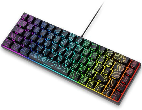 Snpurdiri 65% Gaming Keyboard, RGB Backlit Small Keyboard | Ultra-Compact 60 Percent Keyboard with Detachable USB-C Cable | UK Compatible US Layout | Contour Line Design for PC/Mac