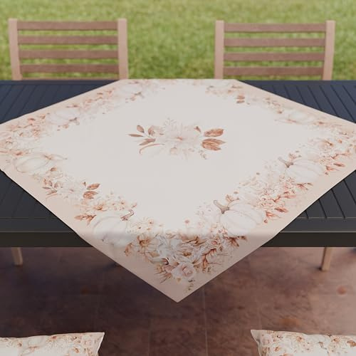 PETTI Artigiani Italiani - Accessori Tessili da Cucina, Centrotavola Moderno 90x90 cm in Microfibra, Tovaglia Centro Tavola Elegante in Stampa Digitale Zucca Autunno, Halloween, 100% Made in Italy