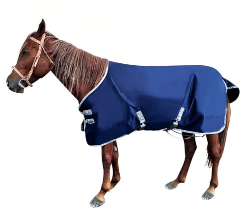 SAYEYBU Coperte da Equitazione per Cavalli, Fodera Invernale Impermeabile con Imbottitura in Caldo Cotone, Coperta da Equitazione Premium da 400 GPer Cavalli Veri,Blu