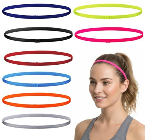 BDEPSTR Fascia Capelli,8 Pezzi Sportiva Fascette Capelli,Fascette Sottili Antiscivolo Donna,Fasce Elastiche Uomo,Headband Elastico, Cerchietto,per Donne Sport Yoga,Calcio,Tennis,Allenamenti