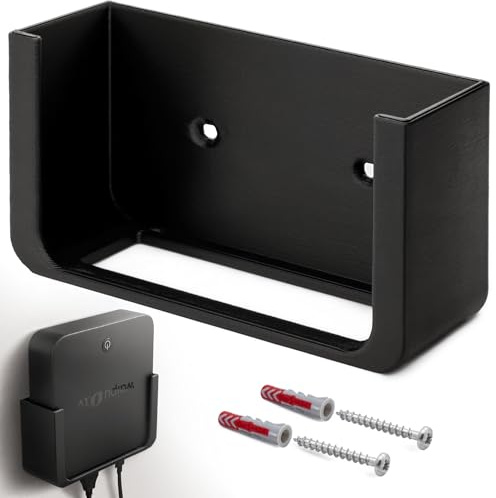 Wandhalterung passend für waipu.tv Box 4K Schwarz | Platzsparende TV Box Halterung inkl. Kabelmanagement | Robuste Halterung mit Schrauben und Klebepunkten