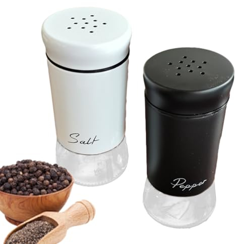 Salero – 2 dispensadores de condimentos – Coctelera para condimentos domésticos – Para apartamento, mesa de comedor, mostrador, patio, desayuno, picnic, oficina, comedor, buffet restaurante