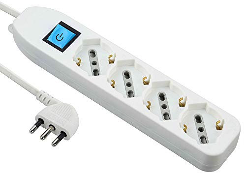 Electraline 62069 Multipresa 4 posti polivalenti (schuko + 10/16A) con Interruttore-Cavo 1,5 m Bianco
