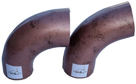 UTILFER Codo curvo de aluminio con efecto de techo de cobre, canalón 80, 90°