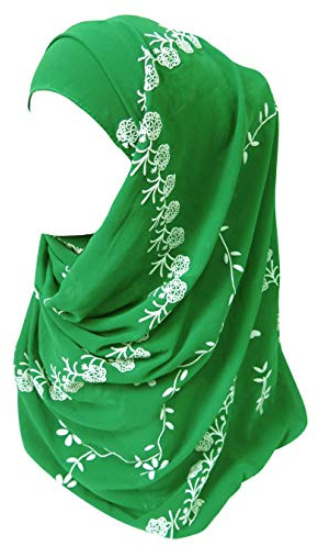 Lina & Lily Damen Muslim Hijab Kopftuch Schal Blumen (Grün)