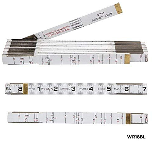 Keson WR18BL Wood Ruler, Brick Mason, 5/8-Inch by 6-Foot, White
