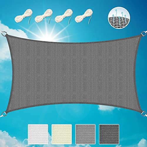 Sol Royal Toldo Vela Rectangular HDPE Parasol Transpirable UV para Balcón | 2x4m 200x400cm Antracita Protección Solar de Sombra Piscina Jardín Exterior Terraza permeable agua Shade Sails HS9