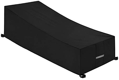 Dokon Gartenliege Abdeckung mit Belüftungsöffnungen Wasserdicht Winddicht UV-Beständiges Schwerlast 600D Oxford Gewebe Schutzhülle für Sonnenliege Liegestuhl Deckchair (200x75x40/70cm) - Schwarz