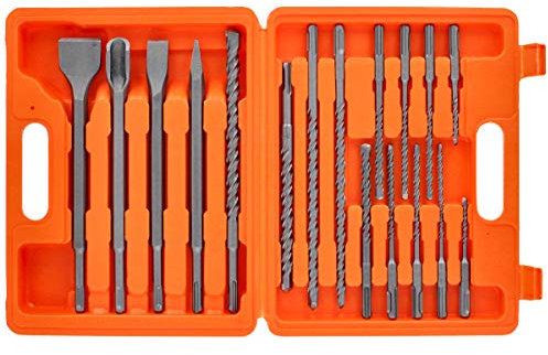 WellCut Bohrhammer- und Meißel-Set, 17-teilig, SDS-Plus, in Kunststofftragetasche, für Beton, Abriss-, Putz- und Befestigungsanwendungen (?WC-SDS17)