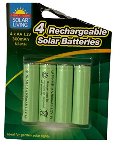 Solar Power Batteries 4 X AA Rechargeable 300mAh 1.2V NI-MH Garden Lights (12 Pack)