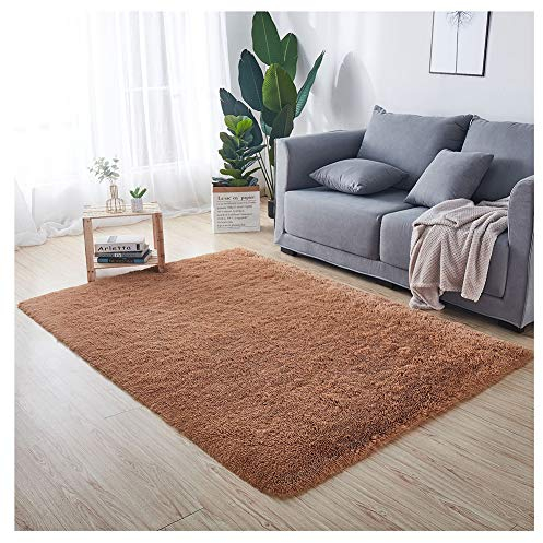Faux Lammfell Schaffell Teppich Flauschig Nachahmung Wolle Teppich Longhair Fell Extra Weich Hochflor Teppich Optik Gemütliches Schaffell Bettvorleger Sofa Matte Wohnzimmer Teppich,Khaki,100x200