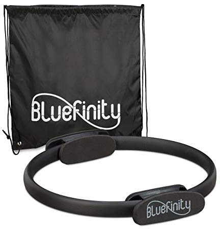 Bluefinity Pilates Ring mit Übungen, Doppelgriff, gepolstert, Widerstandsring Yoga, Fiberglas, Ring Ø 37 cm, schwarz