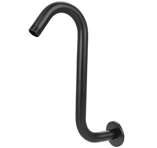 Tissting Bras de douche en acier inoxydable, Extension de 8 pouces, Matériau acier inoxydable 201, Forme courbé noire mat, Pour salle de bain et grande hauteur