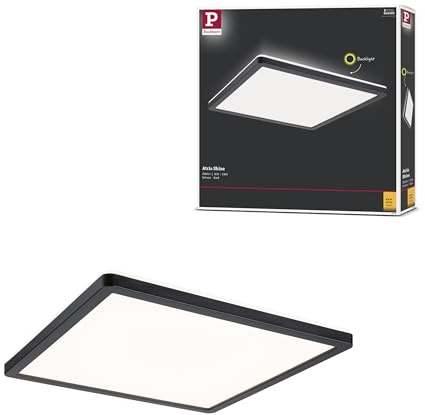 Paulmann 71001 LED Panel Atria Shine eckig incl. 1x16 W Warmweiß Lichtpanel Kunststoff Deckenpanel 3000 K, Schwarz, 293 x 293 mm