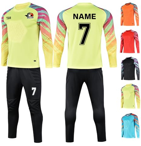 LAIFU - Maglia da portiere, set adulto/bambino, personalizzabile, giallo., S