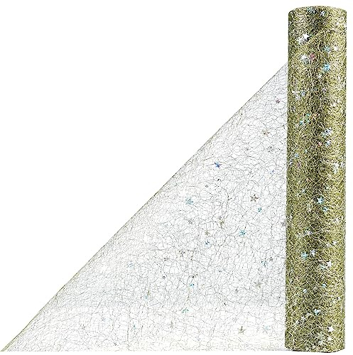 OSVINO Tischläufer Grün 30 cm x 10 m Mit Pailletten Deko Weihnachten Tischdeko Geburtstag Tischdecke Papierrolle Tischband Deko Taufe für Deko Hochzeit Esstisch Wohnzimmer Party Urlaub Handwerk