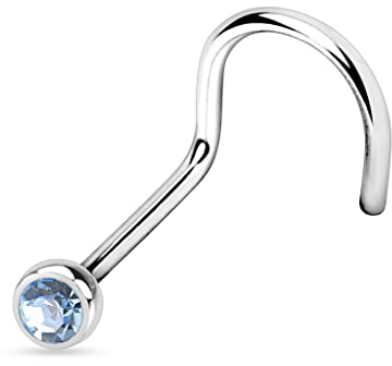 PiercedOff Titanium Nose Screw with a 2mm CZ Gem