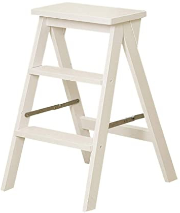 Escabeau Escabeau Pliant Escabeau Échelle Bois Escabeau en Bois Chaise d'Escalier - 3 Escabeaux (Couleur Bois)/Blanc
