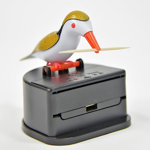 Vogel Zahnstocherspender in gold-schwarz - Zahnstocherhalter