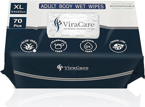 70 x Wet Wipes for Adults | Intimate Wipes With Aloe Vera | Biodegradable | Body Wipe for Adults No Shower | Shower Wipe | Extra Large | Size 34 x 20 cm | (1 Pack of 70) (350 count (Pack of 1))