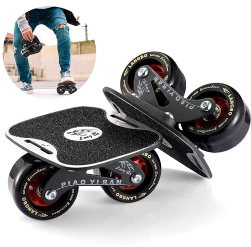 Kapmore Roller Road Drift skridskor platta, bärbar delad skateboard med halkfri aluminiumlegering bräda, stålfäste, bredare PU-hjul, kvalitetslager