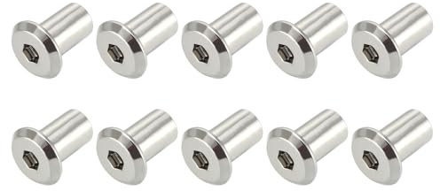 METALLIXITY Remache Hexagonal Zócalo Cabeza Tuercas (M6x12mm) 20uds, Níquel Chapado Hierro Remache Tapa Insertar Tuerca - para Muebles, Estantería, Armario, Plateado Tono