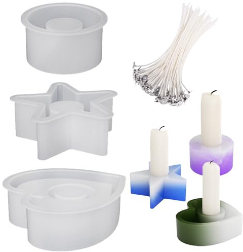 DKDDSSS 3 Unidades Molde De Silicona Para Velas, Moldes De Silicona, Portavelas de Pascua, Moldes De Silicona Para Candelabros Diy HormigóN, Yeso, Velas Diy, JarróN, Maceta