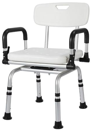 Mcamgiczin Silla de Ducha giratoria, Silla de Ducha Ajustable para Personas Mayores y discapacitadas,Asiento de Ducha Resistente y Taburete para bañera