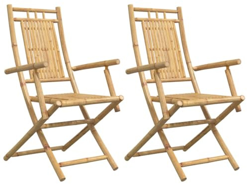 vidaXL Klappstühle, 2 Stück, 53 x 66 x 99 cm, Bambus