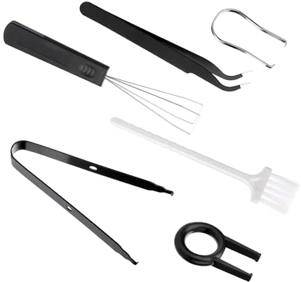 NIYATA Lot de 6 outils de retrait de touches - Extracteur de clavier - Outil de retrait de commutateurs avec capuchons de touches - Pince à épiler - Brosse de nettoyage pour clavier mécanique