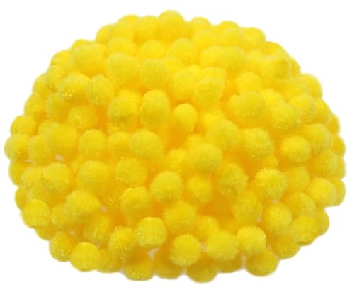 TOAOB 300pcs Craft Pompoms Loisirs Creatifs Jaune Clair 1cm Petits Pompons Artisanale Moelleux pour Bricolage Fournitures Décorations Couture Guirlandes Franges Projets et Artisanat