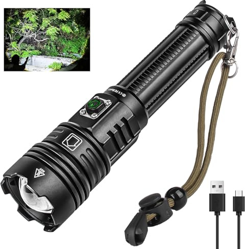 Skylla Taschenlampe LED aufladbar sehr helle 20000 Lumen 5 Modus,wasserdicht,Handleuchte für Outdoor Camping,Wandern und Notfallanwendungen