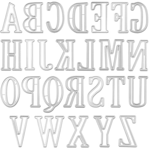 OTCRAFT Die Schnitte für Kartenherstellung, 26 Alphabet Buchstaben Metall schneiden stirben, prägen schablone vorlage für DIY papier kunsthandwerk, Scrapbooking, fotoalbum dekor (höhe ca. 5cm/1,97'