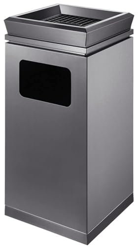DZYHFCO Contenedor de basura para exteriores, contenedor de basura industrial de acero inoxidable, ceniceros exteriores para cigarrillos de pie (negro)