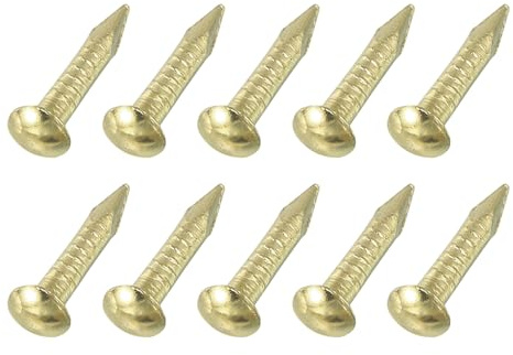 sourcing map 100 chiodi piccoli in ottone, 1,5 x 10 mm, a testa rotonda, per finiture domestiche, lavorazione del legno, progetti fai da te, oro