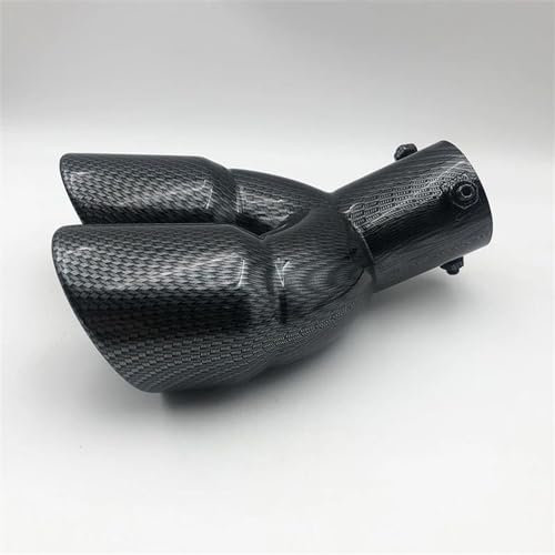 FACSER Auspuffblenden Edelstahl Chrom Silber Endschalldämpfer Spitze Schwanz Kehle Auto Auspuffrohr Universal Doppel Outlet Schalldämpfer Spitze Endrohr Auspuff(Carbon Bent)