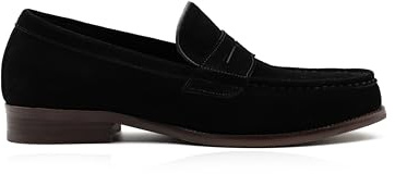 Mens Classic Real Suede Leather Penny Loafer Vintage Retro 1920s Slip on Shoes