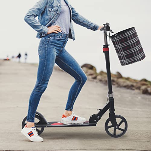 WOLEGM Klappbarer Roller für Erwachsene, T-Style Cityroller Tretroller Big Wheel Scooter mit Handbremse, 200mm Räder und Stoffbeutel für bis zu 100kg