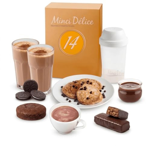 Régime hyperprotéiné sur 14 jours spécial chocolat - Perte de poids optimisée - Pack de 33 produits + 1 shaker + 1 guide minceur avec programme détaillé