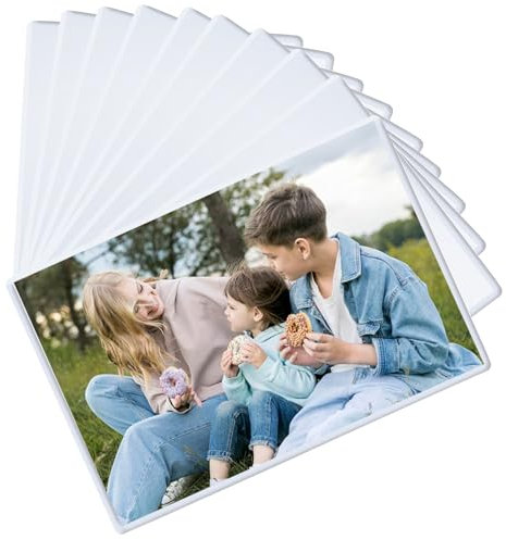 FRETONBA 10 Pièces Cadres à Photos Magnétiques Frigo, 15 x 10 cm Présentoir de Cartes Postales Sans Cadre avec Poche Transparente, Magnets Photo Cadre pour Réfrigérateurs en Métal, Blanc