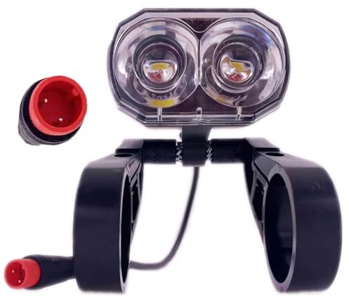 NULKOMMA Electric Bike Headlight for Night Riding LED Front Light Suitable for 24V 36V 48V 60V LED light for E-Bike with 2 Pins Male/Female Waterproof Plug (2-pin male)